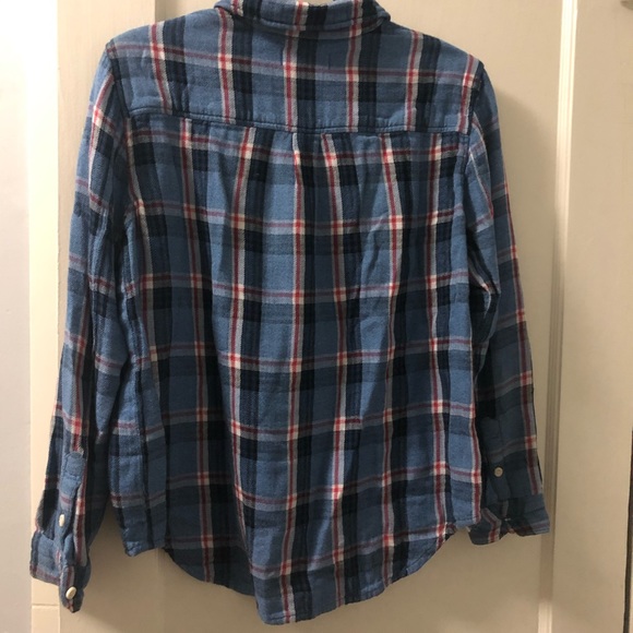 Madewell Plaid Button Down Blue and Red Flannel - Picture 5 of 6